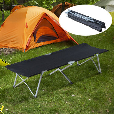 Outsunny Camp Bed Кемпінгове ліжко з сумкою чорне | Аосом