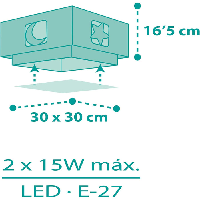 Стельовий світильник Dalber для дітей Moonlight Місяць і зірки зелений, стельовий світильник дитяча кімната, 63236H, E27