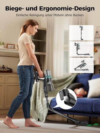 Бездротовий пилосос Proscenic P11 Ultra: потужний, легкий, з акумулятором 50 хвилин, сенсорний екран, антизаплутування, для дому, авто та видалення шерсті тварин (сірий)