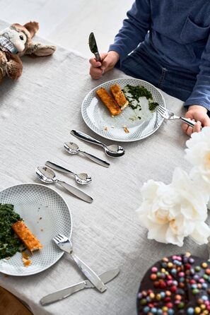 Набір дитячого посуду ZWILLING Kinderbesteck, 4 предмети, з зображенням лицарів, для дітей від 3 років, нержавіюча сталь 18/10, сріблястий, без пластикової упаковки