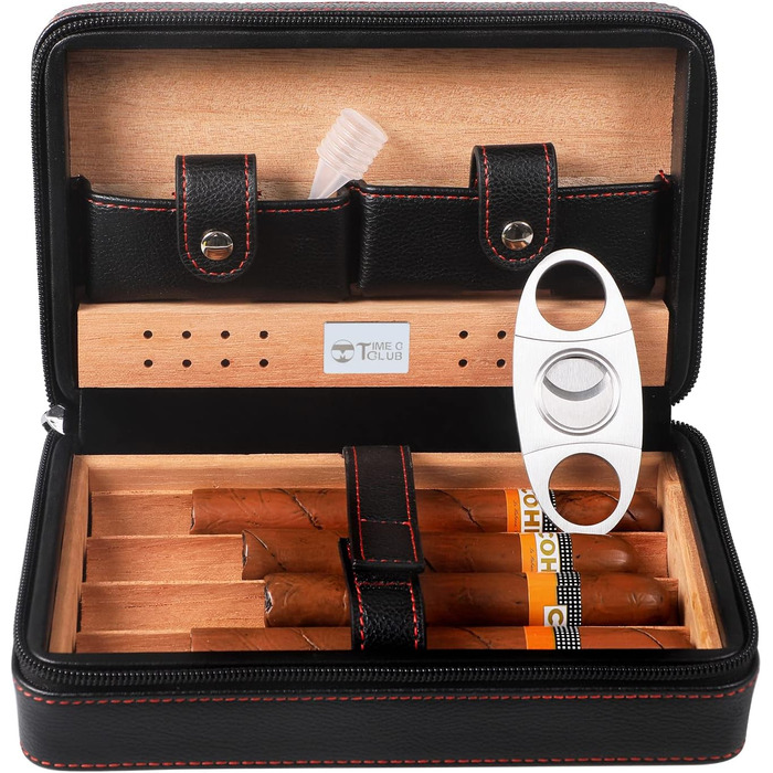 Чоловіче шкіряне цигарряне етоуі Time C Club з аксесуарами: різець для сигар та зволожувач, подарунок для дружків, на день народження, на День батька