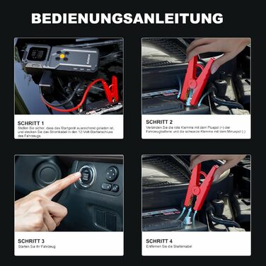 Powerbank Starthilfe 4000A: Зарядний пристрій для авто, SUV та мотоциклів з LED ліхтариком