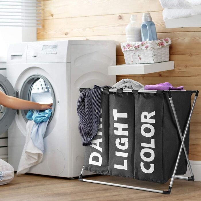 Сортувальник для білизни Oxford Trio з 3 відділеннями (102L) - Чорний