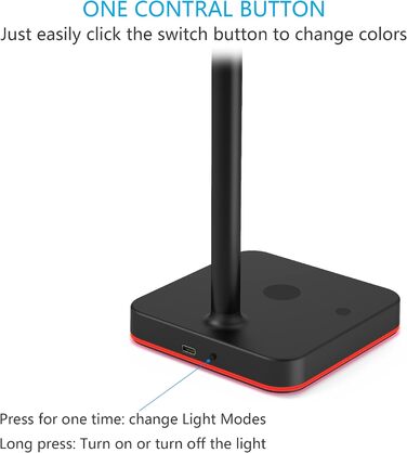 Підставка для навушників KAFRI RGB з бездротовим зарядним пристроєм, чорна. Підходить для геймерів та настільних ігор. USB-порт, 10W/7.5W