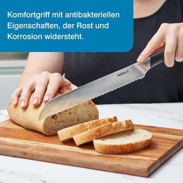 Ніж для хліба Zyliss E920268 Comfort Pro Німецький кухонний ніж з нержавіючої сталі з чорною ручкою Безпечний для посудомийної машини 25 років гарантії