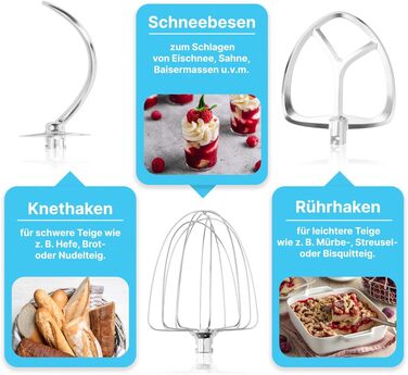 Кухонна машина Clatronic® XXL з великою чашею 10л, потужний 1500W двигун, для замішування та збивання тіста, з кришкою та отвором для підсипання інгредієнтів, модель KM 3765 (Titan)