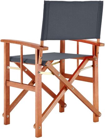 Садовий стілець Casaria Дерев'яний складний стійкий до атмосферних впливів 160 кг Чохол на підлокітник Розкладний стілець Cannes FSC Евкаліптовий сад Балкон Тераса Кемпінг (2x, антрацит)