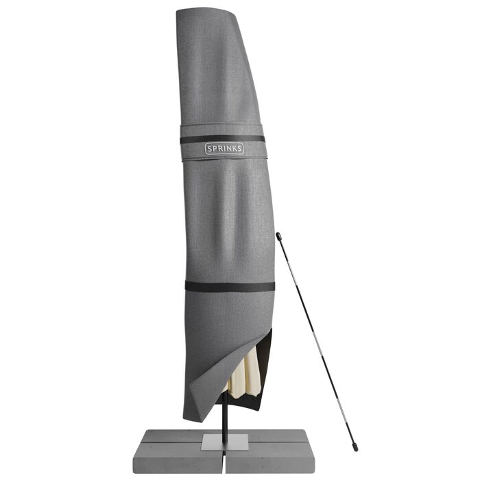 Чохол для парасольки SPRINKS® до 300 см - захисний, стійкий до УФ, вологостійкий, з допоміжним стрижнем, темно-сірий, 260 x 40/70/50 см