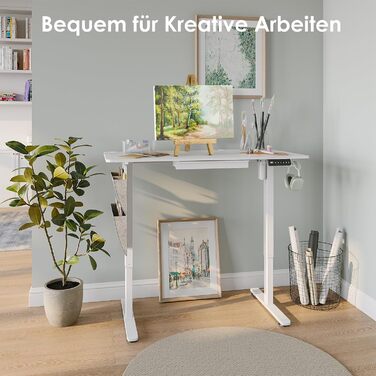 Електричний регульований стіл висотою 120x60 см з пам'яттю, з шухлядами для дому/офісу/навчання (білий)