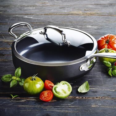 Сковорода GreenPan Barcelona з керамічним антипригарним покриттям, 30 см, 4.8 л з кришкою, чорна