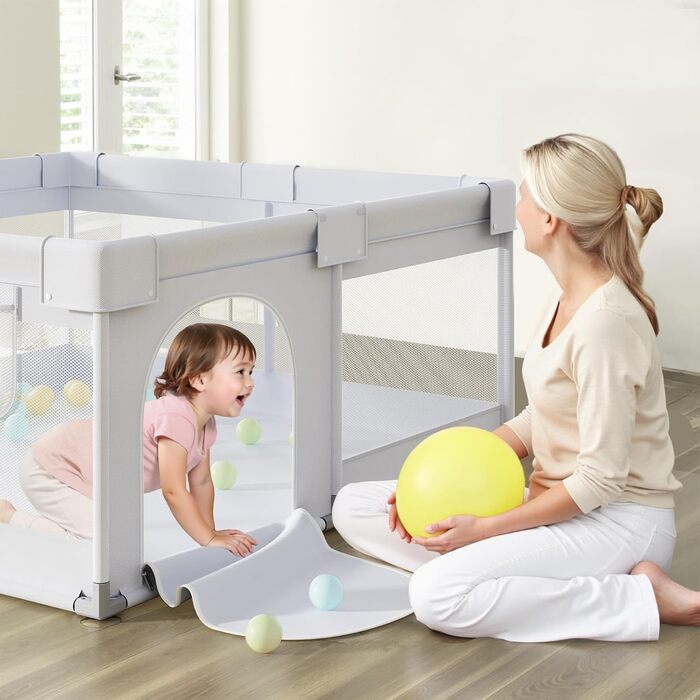 Дитячий манеж-ігровий центр 120x120 см, сірий - безпечний простір для малюків