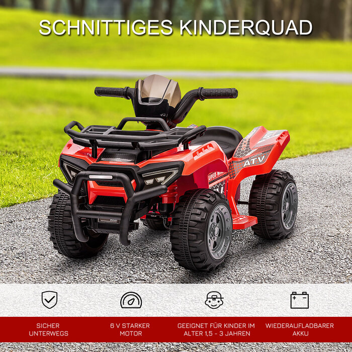 HOMCOM Mini Electric Quad, Дитяча електрична коляска для квадроциклів, для дітей 18-36 місяців, Дитячий мотоцикл Електричний квадроцикл, рожевий