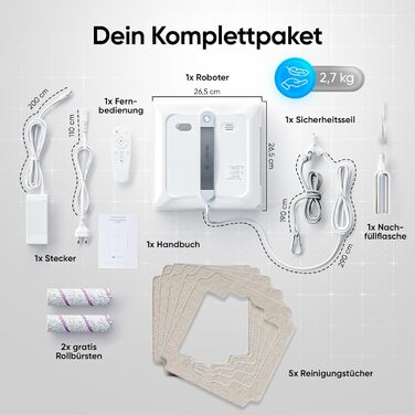 Робот для миття вікон Winbot Roboclean з пульверизатором, анти-падіння та керуванням через додаток