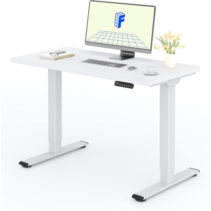 Регульований за висотою стіл FLEXISPOT з 2 моторами та стільницею 25 мм, ергономічний офісний стіл - 120 x 60 см, білий колір
