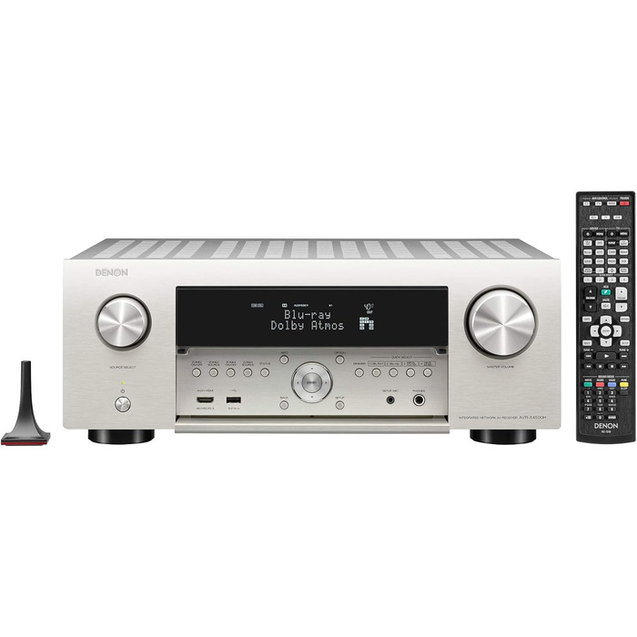 Канальний AV підсилювач Denon AVC-X4700H, 8K, Alexa, Dolby Atmos, HEOS, AirPlay 2, срібло, 9.2-