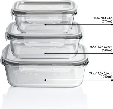 Скляні банки для зберігання продуктів Gourmetmaxx Click-it набір з 4 банок / Посудомийна машина ,мікрохвильова піч і морозильна камера / кришка з силіконовим кільцем ущільнювача і 4-х клацальним замком смарагдово-зелений (3 банки і 3 кришки антрацитового 