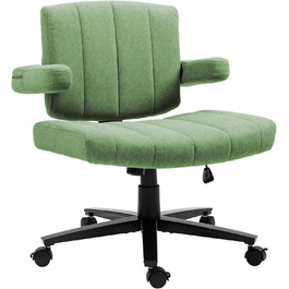 Крісло Vigosit Criss Cross з колесами, регульовані підлокітники, антиковзаюча тканина, комфортна подушка, сучасний стиль, поворотне, для дому, туалетного столика, офісу (Сірий) (Зелений)