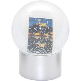 Фото снігова куля скляна рамка для фотографій з пластиковою срібною основою діаметром близько 100 мм, 40077