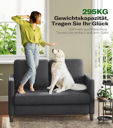 Двомісний диванчик для підліткової кімнати, компактний диван з масиву дерева, сірий колір, 130 см