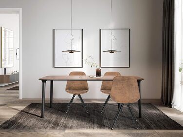 Стільці для їмжання WOLTU, кухонні стільці, скандинавський дизайн, стільці для туалетного столика, крісла для відпочинку, м'які стільці, ретро дизайн, м'яке сидіння з льону, сірий колір, BH54gr-4 (темно-коричнева тканина, набір з 6 шт.)