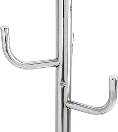 Металева вішалка для одягу IDIMEX Mila з 8 гачками, хромована, з підставкою для капелюхів