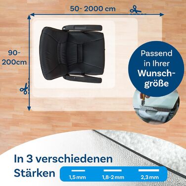 Килимок для захисту підлоги Floordirekt - антиковзаючий, стійкий до подряпин, молочно-білий. Захист для ламінату, паркету, твердих підлог (114 x 120 см)