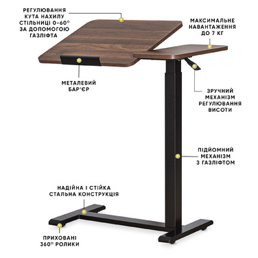 Стіл Hommex Mobidesk Duo USB Walnut (арт. ТН-010-2 Walnut)
