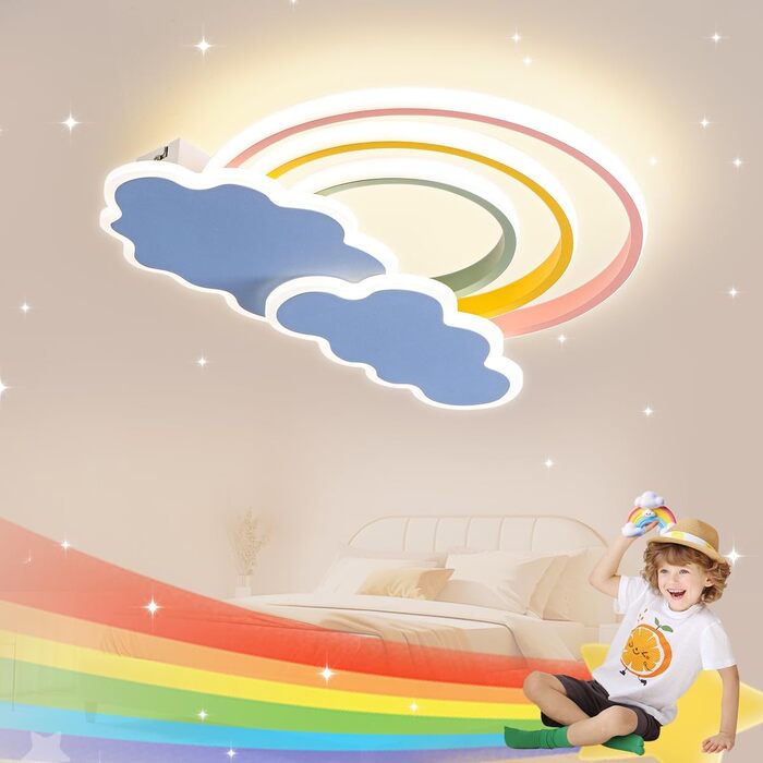 Дитячі стельові світлові хмари Rainbow Dimmable з дистанційним керуванням, нічник, синій 45см