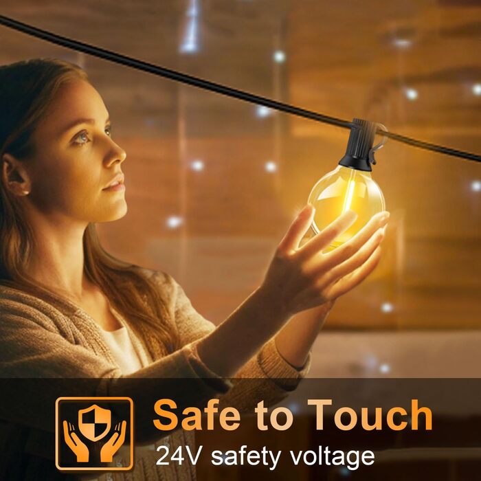 LED гірлянда для вулиці з пультом керування, 15м, G40, диммування, 4 режими, таймер, вологостійка, для саду, балкону, тераси, вечірки, кемпінгу, весілля