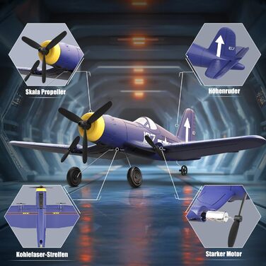 RC літак HAWK'S WORK F4U Corsair 2.4GHz – радіокерований літак-винищувач для дітей та початківців, готовий до польоту з гіростабілізатором