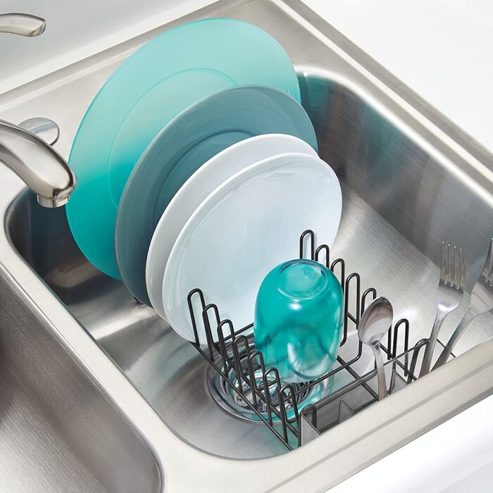 Крапельниця для посуду mDesign-пластиковий піддон для мийки-відмінна підставка для зливу - до 15 тарілок столові прилади-31,8 см x