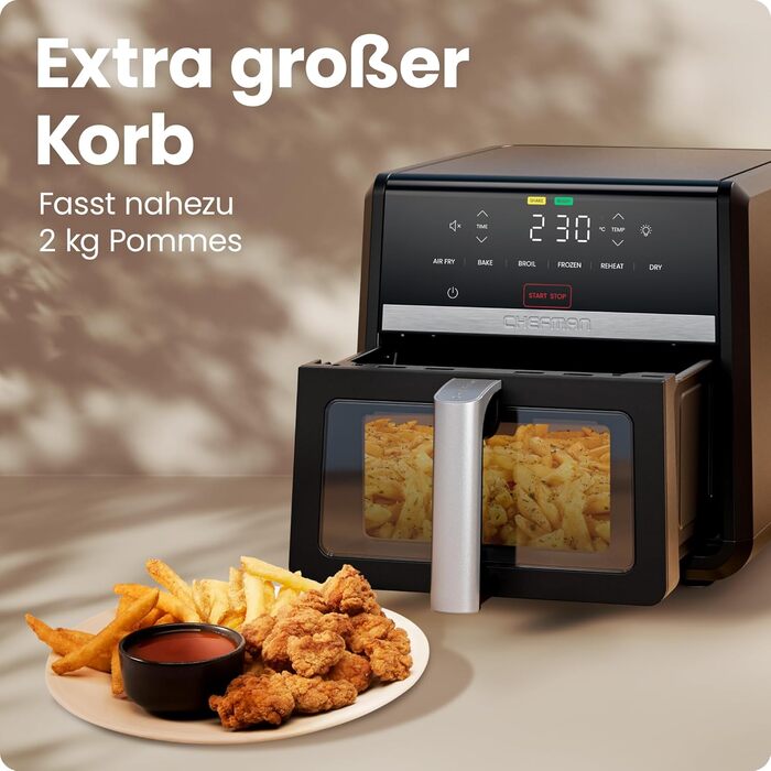 Фритюрниця Chefman TurboFry 8.5 л, 6-в-1, чорна: смаження, випікання, гриль, розігрів, гідратація, розморожування