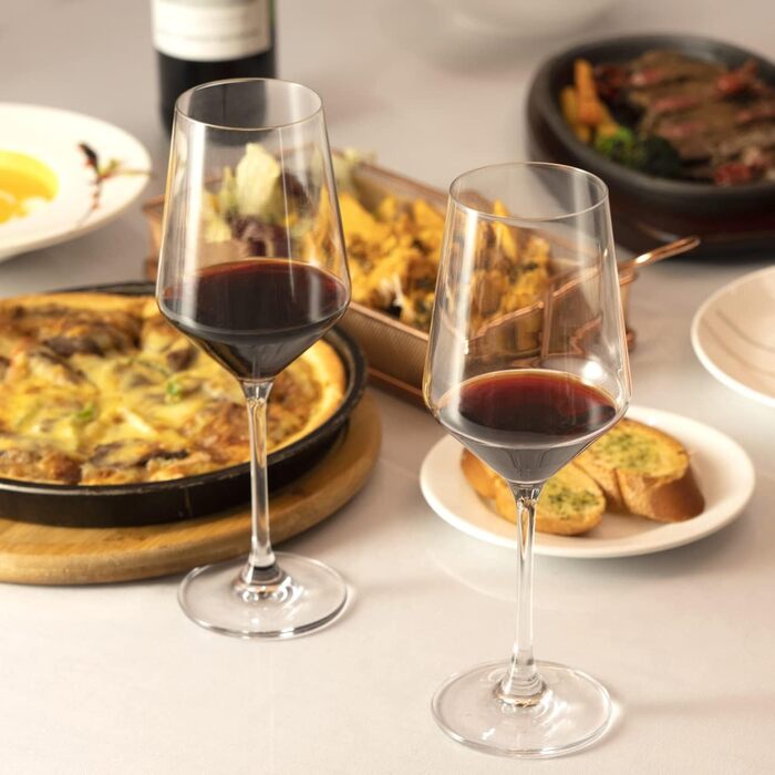 Набір келихів для вина PROST! 6 шт., 491 мл, з кришталевого скла без свинцю, для червоного та білого вина, 496 мл, підходить для миття в посудомийній машині