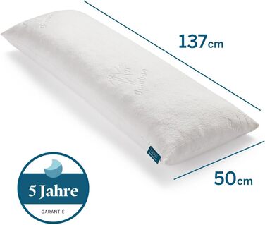 Подушка для вагітних та сну на боці LUCID з ефектом пам'яті (Memory Foam), м'який бамбуковий чохол, біла