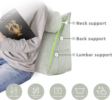 Подушка для спини, трикутна подушка для тіла, подушка для читання, 60 см (біла)