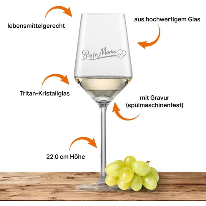 Келих для білого вина Schott Zwiesel Riesling Найкраща мама з 2 сердечками