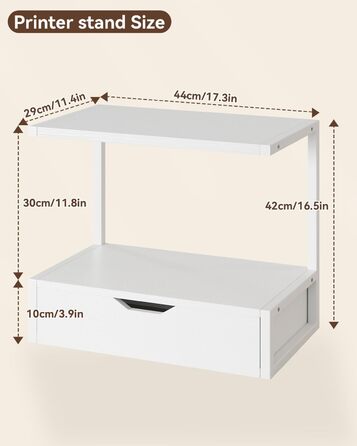 Підставка для принтера IBUYKE 2-ярусна, стіл з полицею для офісу, органайзер для паперів, книг, сканера, факсу, білого кольору TLJ015W
