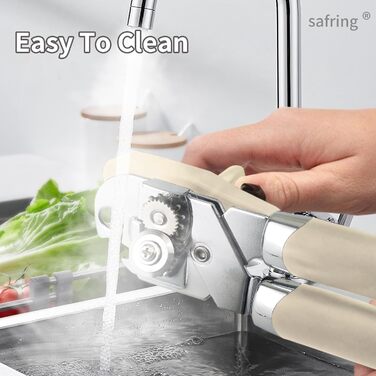 Ручний відкривач консерв з нержавіючої сталі, міцний, з комфортною ручкою та функцією відкривання пляшок, Бежевий