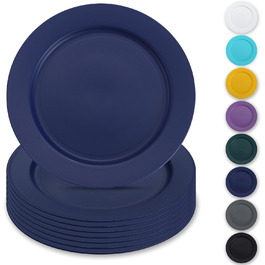 Набір пластикових тарілок Berglander 8 шт. , 25 см, сірий, багаторазовий, легкий, для дому, саду, пікніка, кемпінгу (4 євро синій)