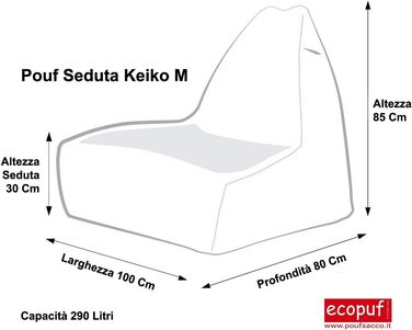 Вулична та внутрішня крісло-мішок зі штучної шкіри із застібкою-блискавкою проти втрат - 100x85 см Medium Grey E15