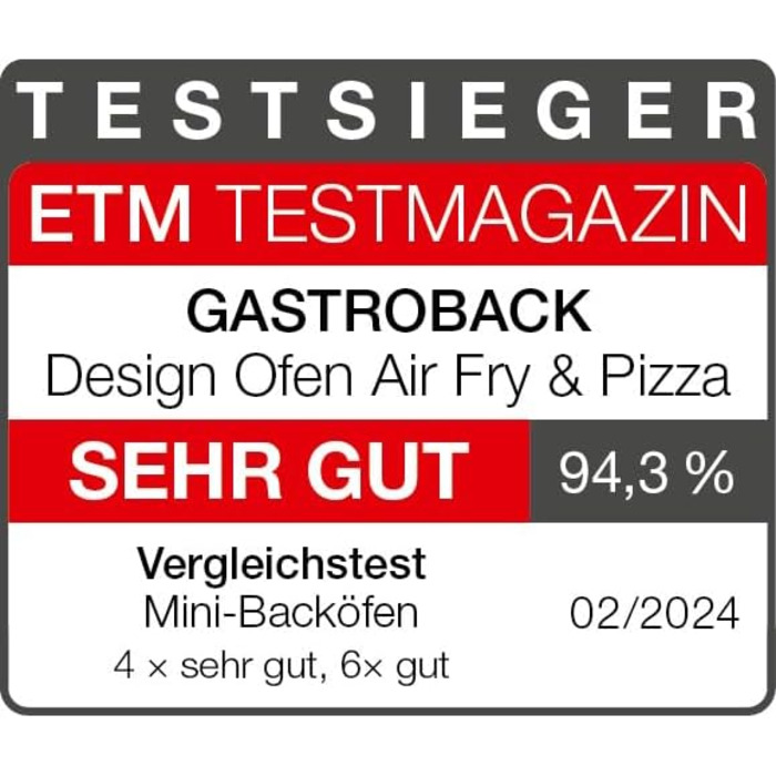 Багатофункціональна піч GASTROBACK #42815: піч для піци, фритюрниця, міні-печі, гриль, сушарка, 22 л, 1680 Вт