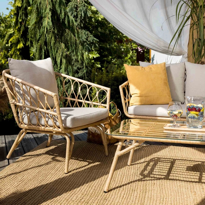 Комплект садових меблів Di Volio Teramo DV-052GF, техноротанг, бежевий, 4 предмети