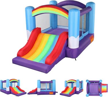 Надувний замок LEADZM з гіркою та насосом, для дітей 3-10 років, 360x240x210 см, ігровий комплекс для дому та вулиці