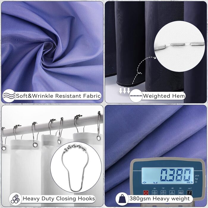 Комплекти аксесуарів для ванної кімнати, 9 предметів: сміттєвий бак, лоток для косметики, дозатор мила, мильниця, стакан для зубної щітки, щітка для унітазу та тримач для ватних паличок (Глиняний, Морська блакить, Комплект для ванної + штора + рушники)