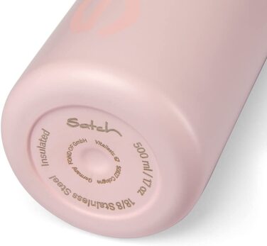 Пляшка для пиття Satch з нержавіючої сталі, що не містить бісфенолу А, об'ємом 0,5 л, герметична і газована, підходить для гарячих і холодних напоїв (рожева сталь - рожева)