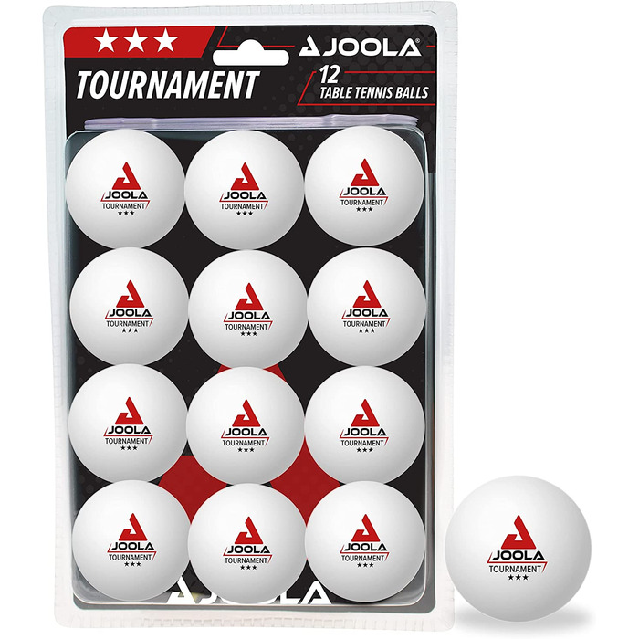 Набір для настільного тенісу JOOLA Duo Carbon 2 ракетки для настільного тенісу 3 м'ячі для настільного тенісу чохол для настільного тенісу, Червоний/Чорний, 6 шт. і м'ячі для настільного тенісу турнір 3 зірки добірні 40 мм Преміум білого кольору, 12 шт.