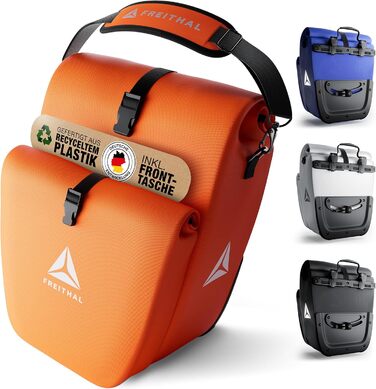 Може використовуватися як сумка-кофр і сумка через плече - 100 водонепроникний і світловідбиваючий багажник Багажник - Сумка для велосипеда (Traveller (з передньою кишенею), помаранчева), 27L -