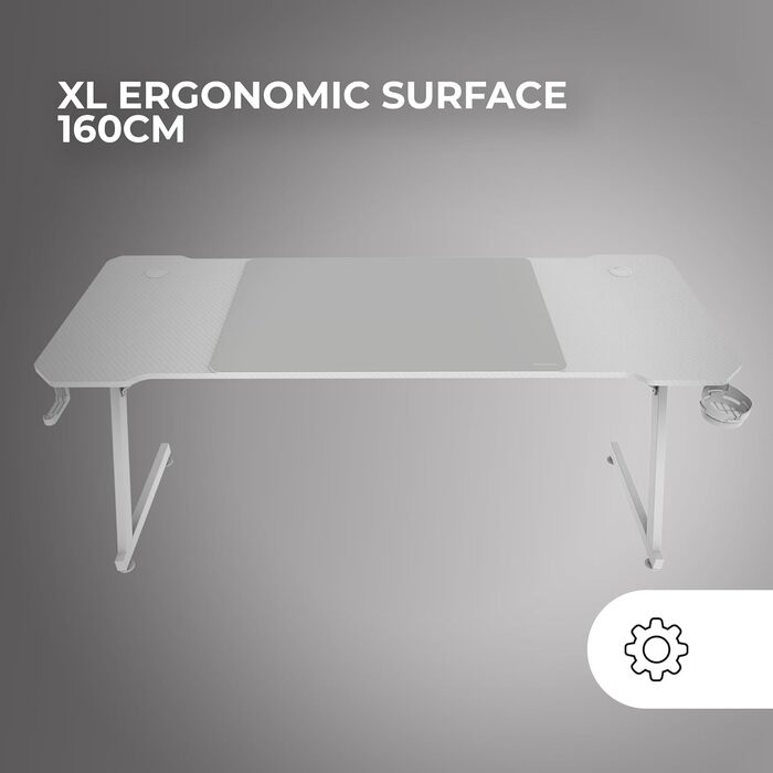 Стол Mars Gaming MGD-ERGOPRO: електричний, регульована висота 73-118 см, карбонова поверхня, металева конструкція, підставка для навушників, керування кабелями, 110x60 см, білий