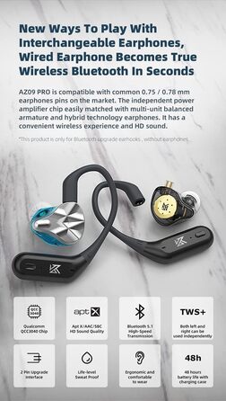 Модуль CCA KZ AZ09 PRO, кабель IEM, бездротовий AptX, водонепроникний, з мікрофоном, для KZ ZS10 PRO/ZSN Pro X