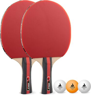 Набір для настільного тенісу JOOLA Rosskopf 2 ракетки для настільного тенісу 3 м'ячі для настільного тенісу 40мм, червоний/чорний, 5 предметів (одинарний)